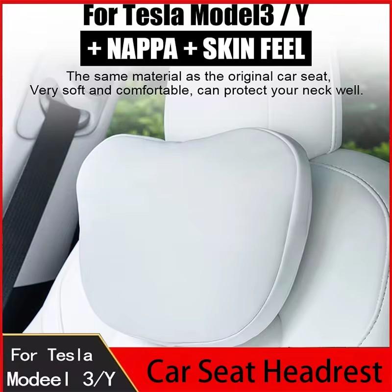 Для Tesla Model 3 Y флокированная/кожаная подушка для автокресла, мягкая подушка для шеи с эффектом памяти, высококачественный подголовник, поясничная поддержка