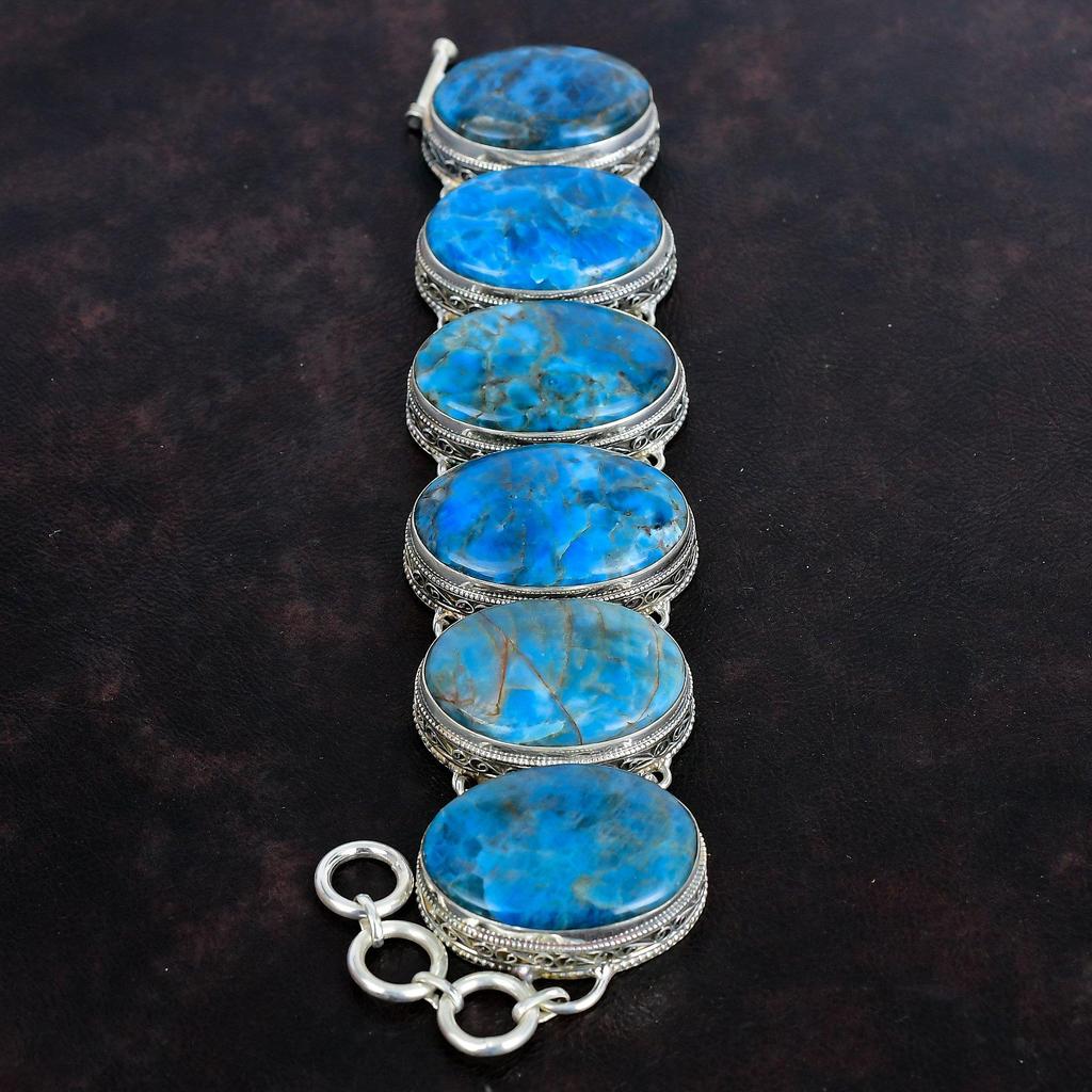 Neon Apatite Bracelet 925 Sterling Silver Bracelet Adjustable Chain Bracelet Gemstone Jewelry Handmade Bracelet Vintage Bracelet For Gifts