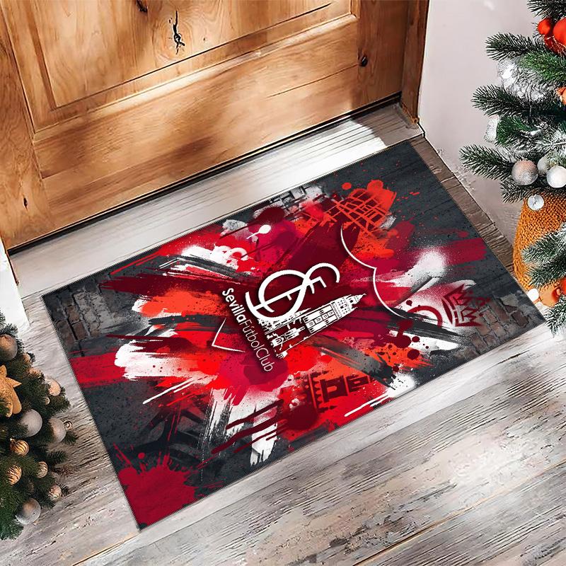 Sevilla FC Soccer Football Pattern Soft Area Rug Non Slip Indoor Floor Carpet Sports Decor Mat for Bedroom