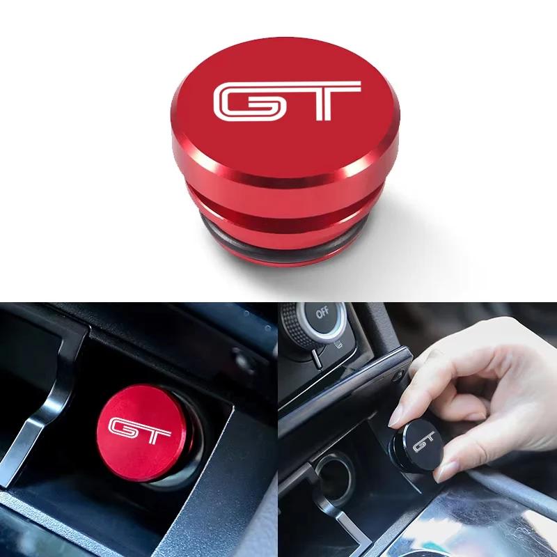 BBAT7 Car Cigarette Lighter Waterproof Cover Dustproof Protective Accessories For Ford GT Logo Button Cover Interior Accessories