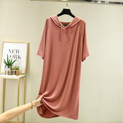Весна-лето женское платье с капюшоном с короткими рукавами модал повседневное свободное длинное платье однотонная женская одежда уличная одежда