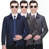 Весна и осень, новая мужская куртка среднего возраста, модная повседневная шерстяная куртка для папы, клетчатая куртка с лацканами