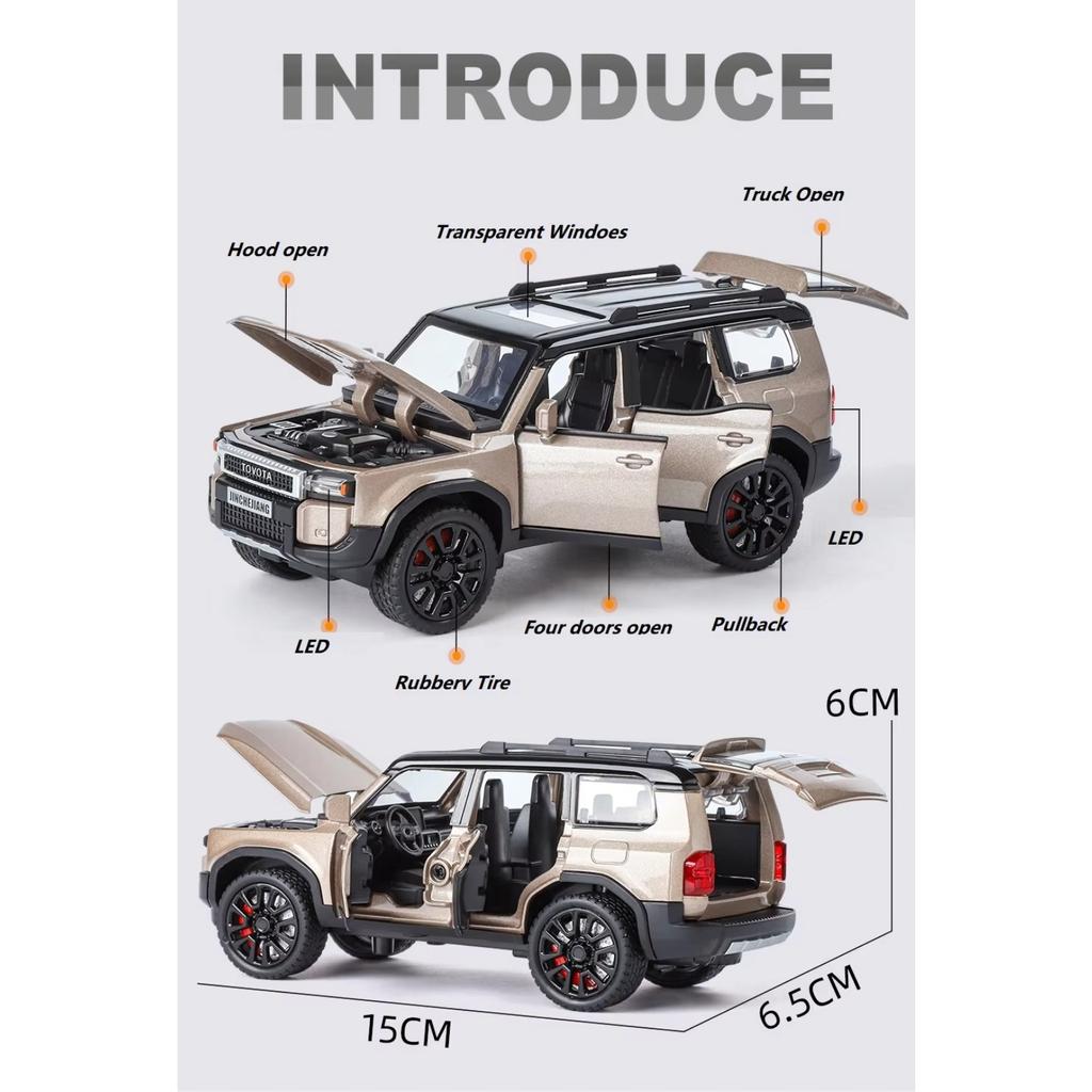 1/32 Toyota 2024 PRADO Land Cruiser литая модель автомобиля внедорожная игрушка из металла