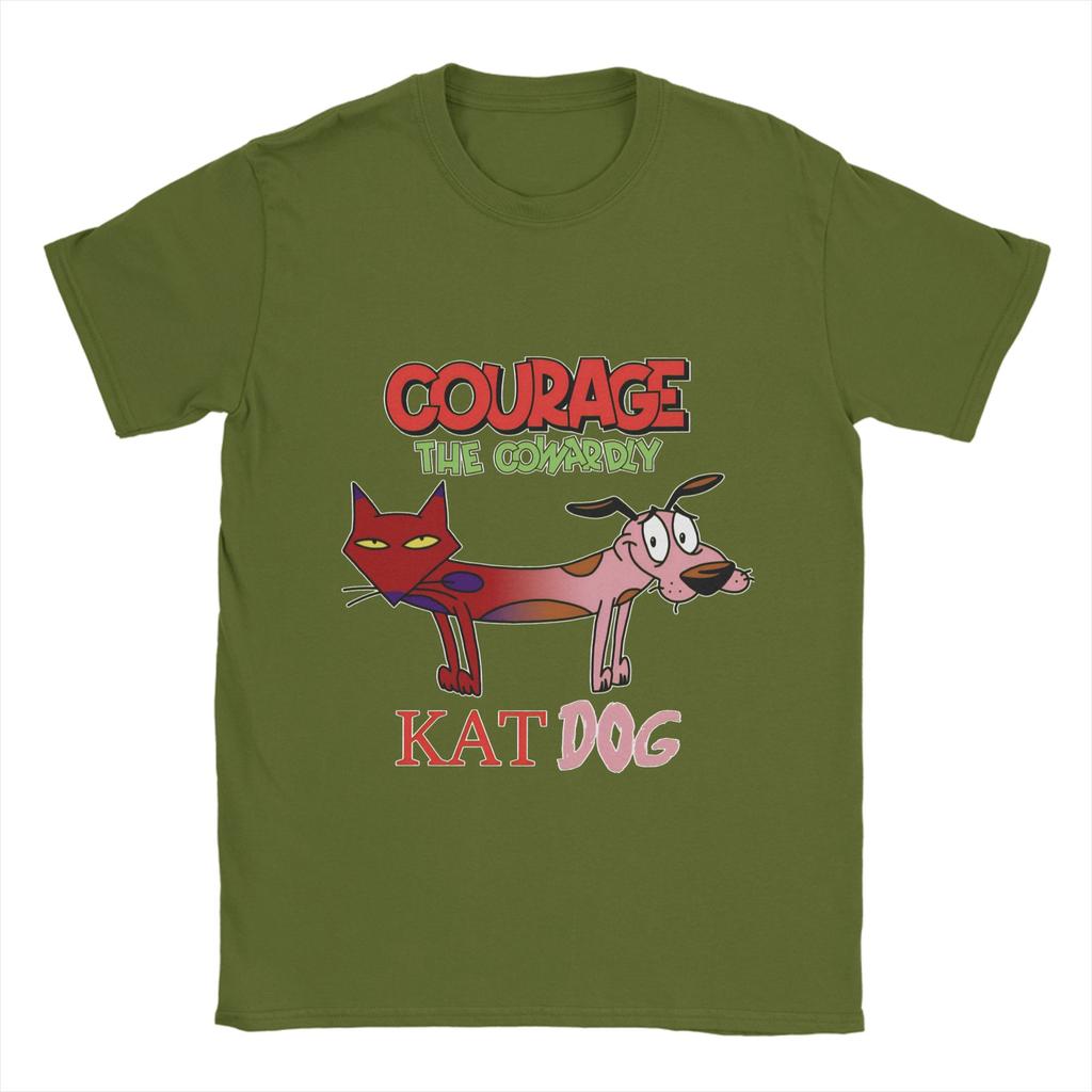 Футболки с собакой 'Courage Dog' для мужчин, из чистого хлопка, классные футболки, с круглым вырезом, короткий рукав, одежда с принтом