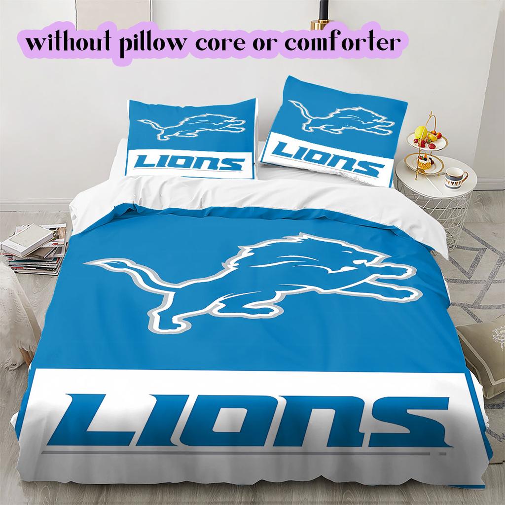 Detroit Lions Pattern Bedding,Quilt Set Quilt Cover Pillowcase Home Birthday Gift (1*duvet cover+2*pillowcase,without core)