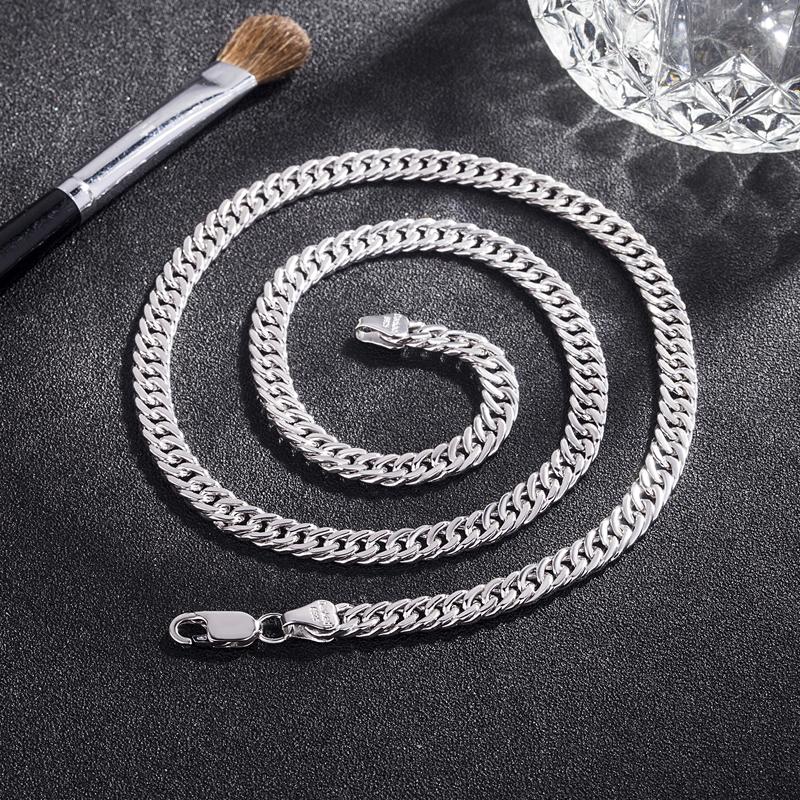 Аутентичная мода, ожерелье из 100% стерлингового серебра 925 пробы, 6 мм, 18-22 дюйма, кубинская цепочка, ожерелье для мужчин и мальчиков, цепочка с панцирем, подарочные ювелирные изделия