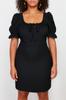Women's Fashion New Plus Big Size Dress Black A-Line Mini Woven Dress