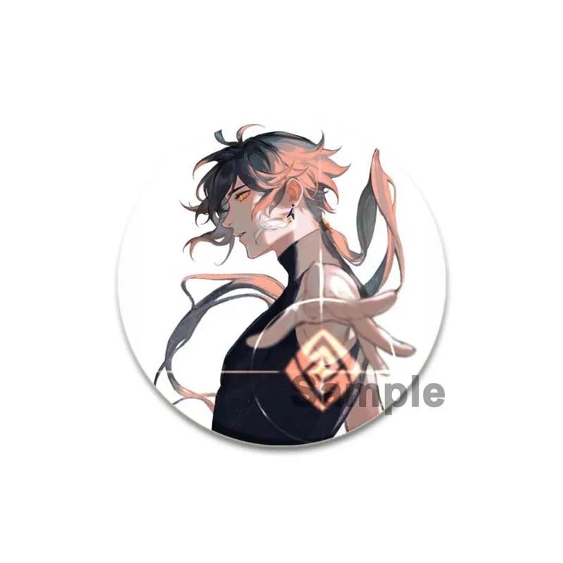 32/44/58mm Anime Genshin Impact Badge Zhongli Cartoon Brooches On Backpack Clothes Handmade Round Enamel Pins for Jewelry Gift Accessories