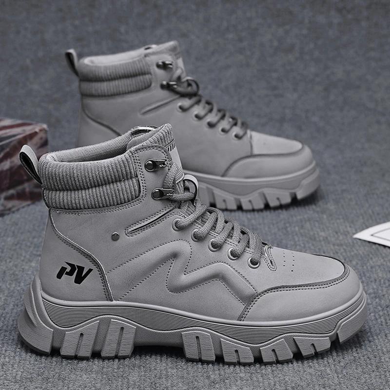 Ботильоны Мотоциклетные ботинки Обувь Мужская Кроссовки Спорт и отдых на открытом воздухе Толстая подошва Повседневная обувь Модные мокасины Новые