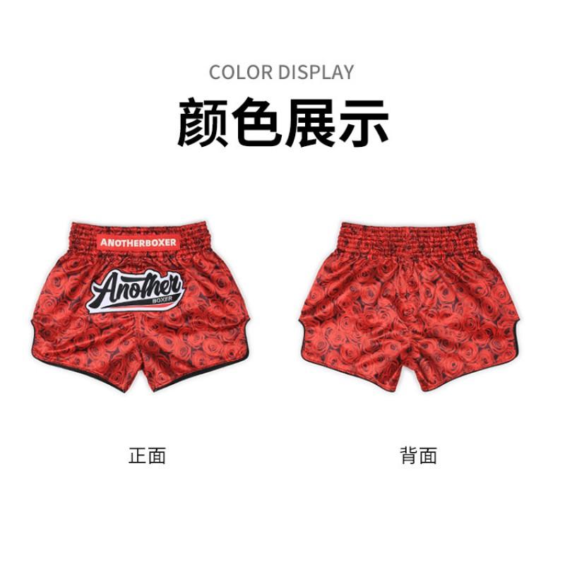 Men Women MMA Boxing Shorts Red Rose Training Fight Pants UFC Muay Thai Kickboxing Gym Workout