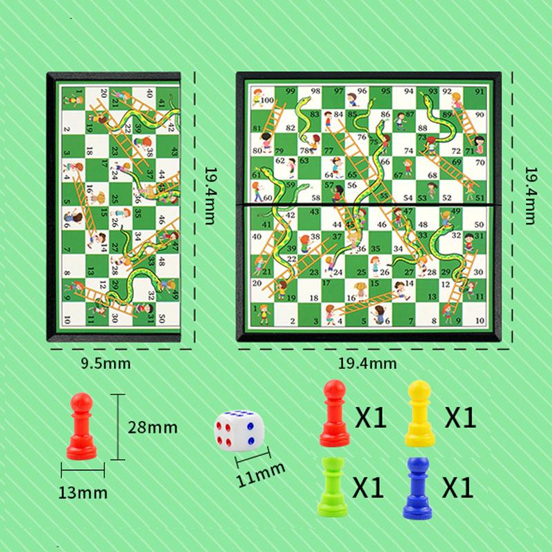 Portable Ludo Chess Backgammon Game Set Foldable Board Travel Family Kidsv Party Toy