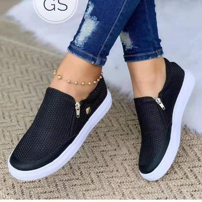 Мода Кристалл Slip-on Flat Loaf молния тисненая кожа осенние блестки толстая подошва модные женские