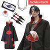 Uchiha Itachi Akatsuki Red Cloud Cloak Anime Costume Headband Necklace Halloween Cloak Adult Child