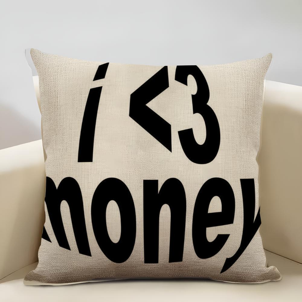 Fisheye In English Cushion Cover Household Decoration Linen Sofa Cushion Cover: Skin-Friendly & Breathable with Invisible Zipper