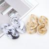 European and American Style Exaggerated Buckle Chain Earrings with Concave Shape, Long Acrylic Earrings