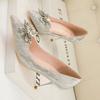 Fashion 2025 Newest Sequins Shoes Crystal Buckle High Heels Women Pumps Pointed Toe Woman Crystal Party Wedding Shoes for Women