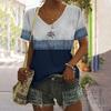 Летняя винтажная этническая футболка с принтом солнца 3D, женская уличная футболка, топы Y2k, женские футболки с V-образным вырезом в стиле Харадзюку, свободная одежда