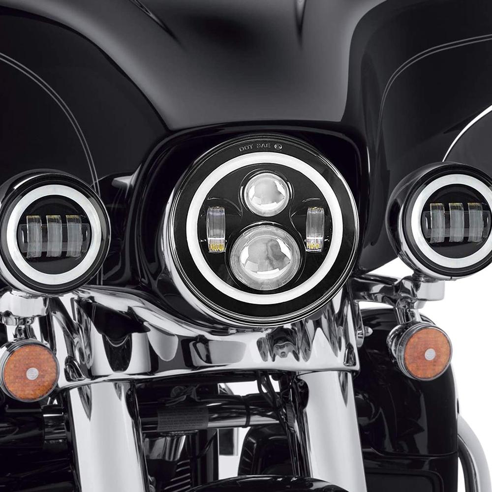 Motorcycle 2pcs 4.5 Inch Led Fog Light DRL Led Fog Halo Ring 30W Round Waterproof 4 1/2 Auxiliary Passing Lamp