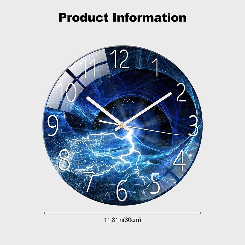 Digital Wall Clock with Low Noise, 30cm/12inch Lightning & Thunder Wall Clock Quartz Clock Quiet Silent Simple Clock for Home Decor Children Room