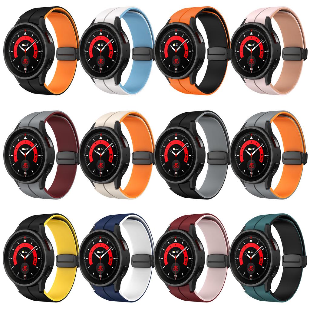 Магнитная D-пряжка Силиконовый ремешок Для Samsung Galaxy Watch 6 5 4 Серии Спортивный ремешок Для Galaxy Watch 45 44 40/Classic 47 46 43 42