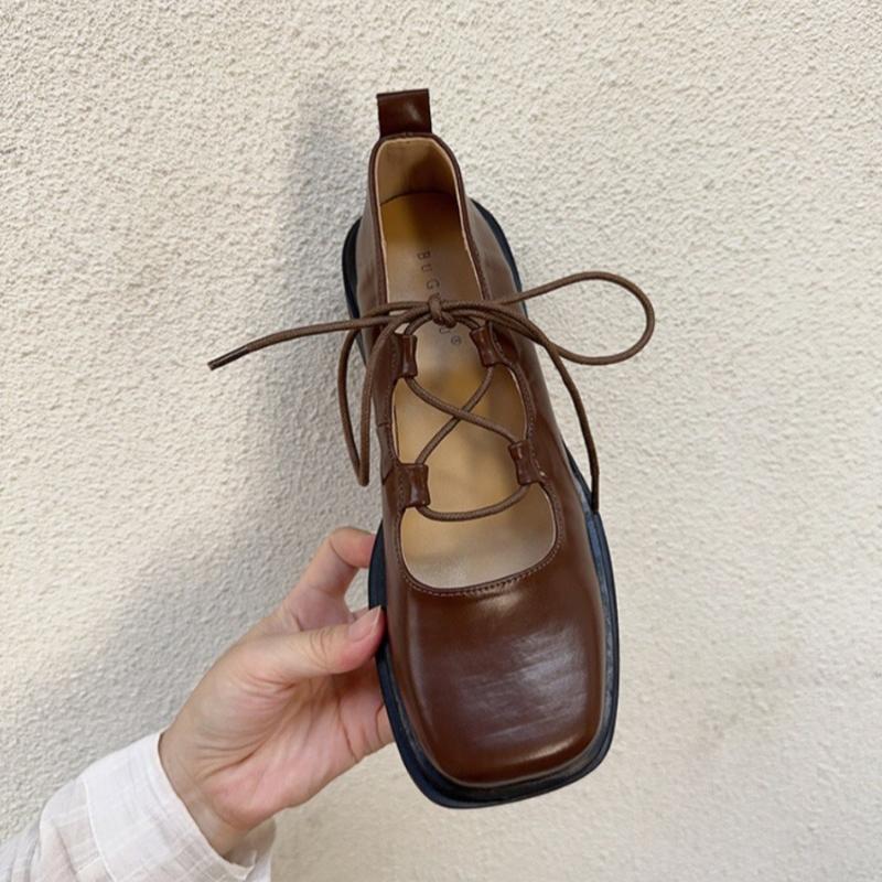 New Lace Up Platform Shoes Mary Jane Ladies Shoes 2025 Women Flats Shoes Summer Moccasin Fashion Creepers Lady Loafers Footwear