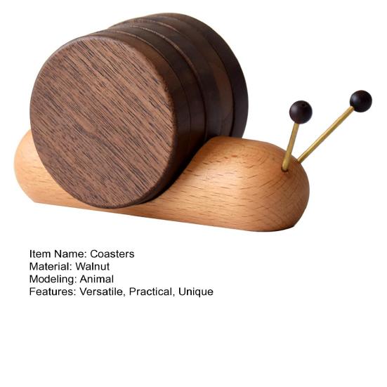 Walnut Snail Coasters Set Wood Cup Mat Placemats Heat-Resistant Drink Pads for Tea Coffee Mugs Natural Wood Grain Home Decor