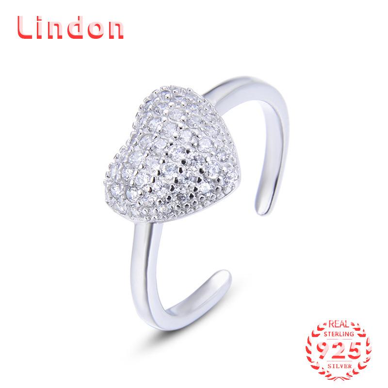 Lindon Classic 925 Sterling Silver Zircon Ring Ladies Jewelry Wedding Promise Party Gift