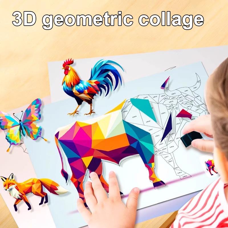 Нетоксичные 3D-наклейки-пазлы с животными, набор для творчества «Сделай сам», коллаж, арт-набор с самоклеящейся бумагой, подарки на День знаний, развивающие