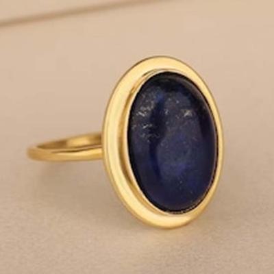 Кольцо с драгоценным камнем лазурит, кольцо из цельного серебра 925 пробы, дизайнерское кольцо, кольцо из желтого золота, кольцо ручной работы, богемное кольцо