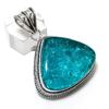 Blue Amber Gemstone Handmade 925 Sterling Silver Jewelry Pendant 1.81" C6q71