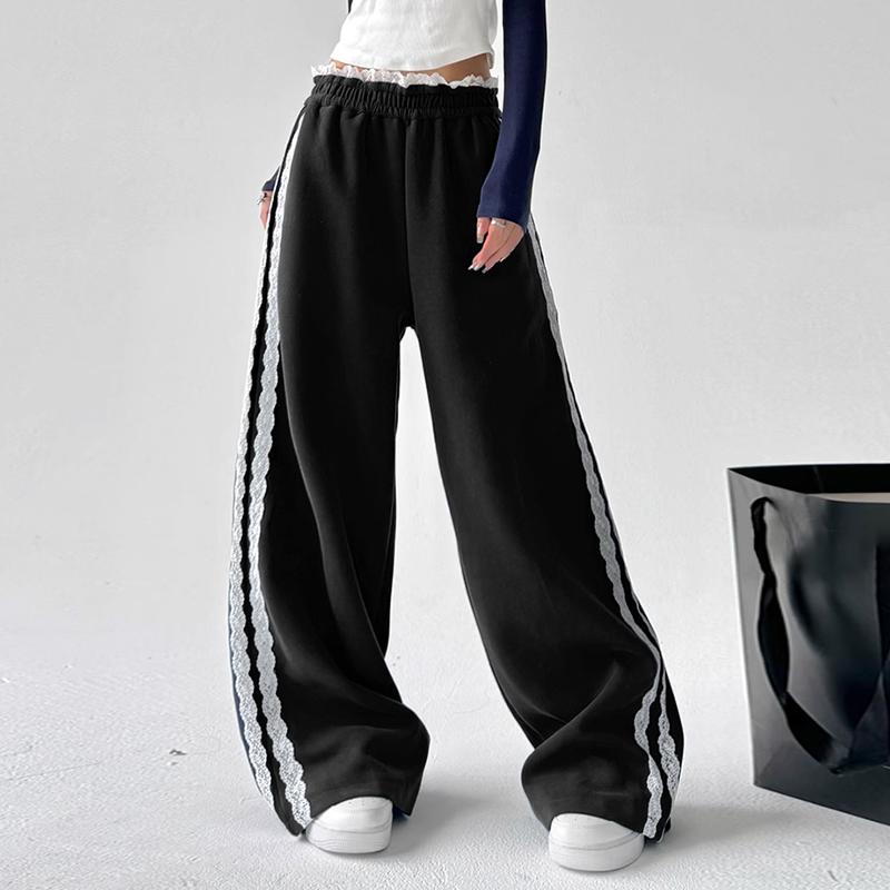 VONDA Женские повседневные кружевные прямые широкие брюки
