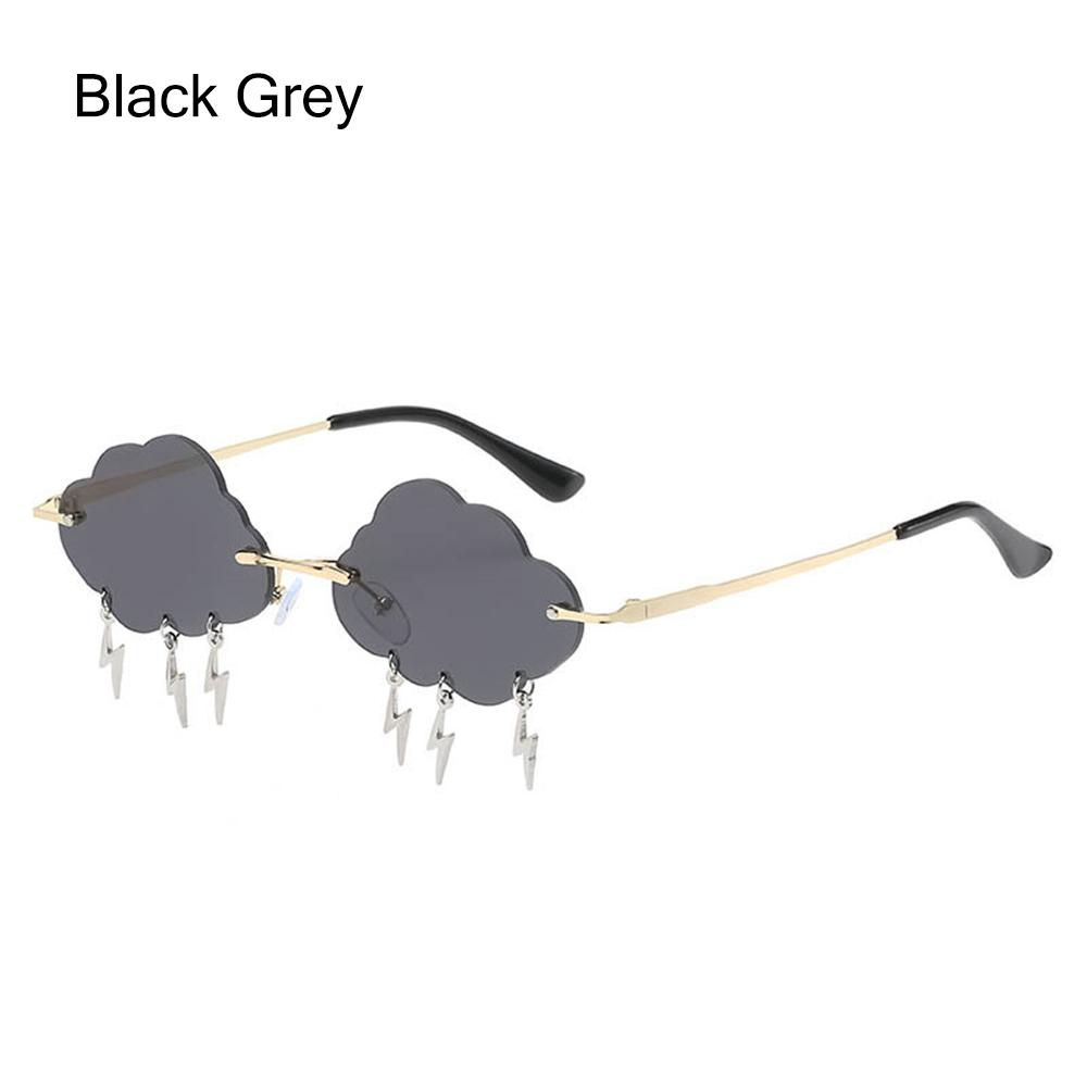 1PC Fashion Retro Rimless Sunglasses Women Men Vintage Clouds diamond Tassel Steampunk Disco Glasses Funny Cloud Shaped Shades