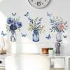 Романтичные фиолетовые цветы зеленая ваза для растений бабочка спальня гостиная украшение дома настенные наклейки