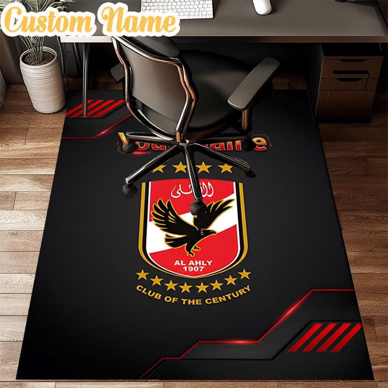Custom Name Al Ahly Fc Crest Design Rug Office Rug Chair Mat Non Slip Carpet Rugs for Bedrooms Dining Room Living Room Home Decor gifts