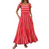 Women Dresses Summer Floral Sleeveless Maxi Dress Casual Spaghetti Strap Tiered Flowy Beach Long Dress