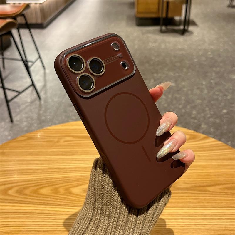 Магнитный кристальный чехол для iPhone 17 Pro с ощущением кожи: Полное покрытие, защита от падений для 13/14/15/16 Pro.