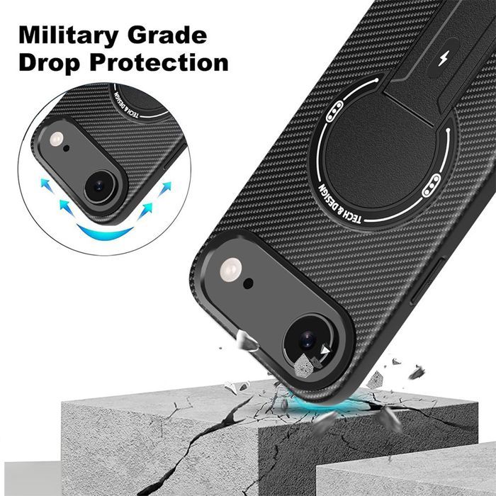 Coque de Protection - BOOLING - pour iPhone Air - Silicone Souple avec Cercle Magnétique et Support Noir