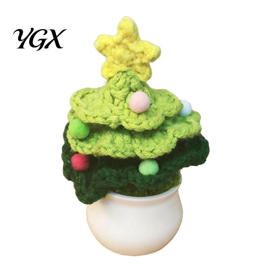 Small Tabletop Christmas Decorations Hand Crochet Potted Tree, Creative Knitted Plant, Mini Plant for Desk Cute Home Desktop Decorations, Gifts