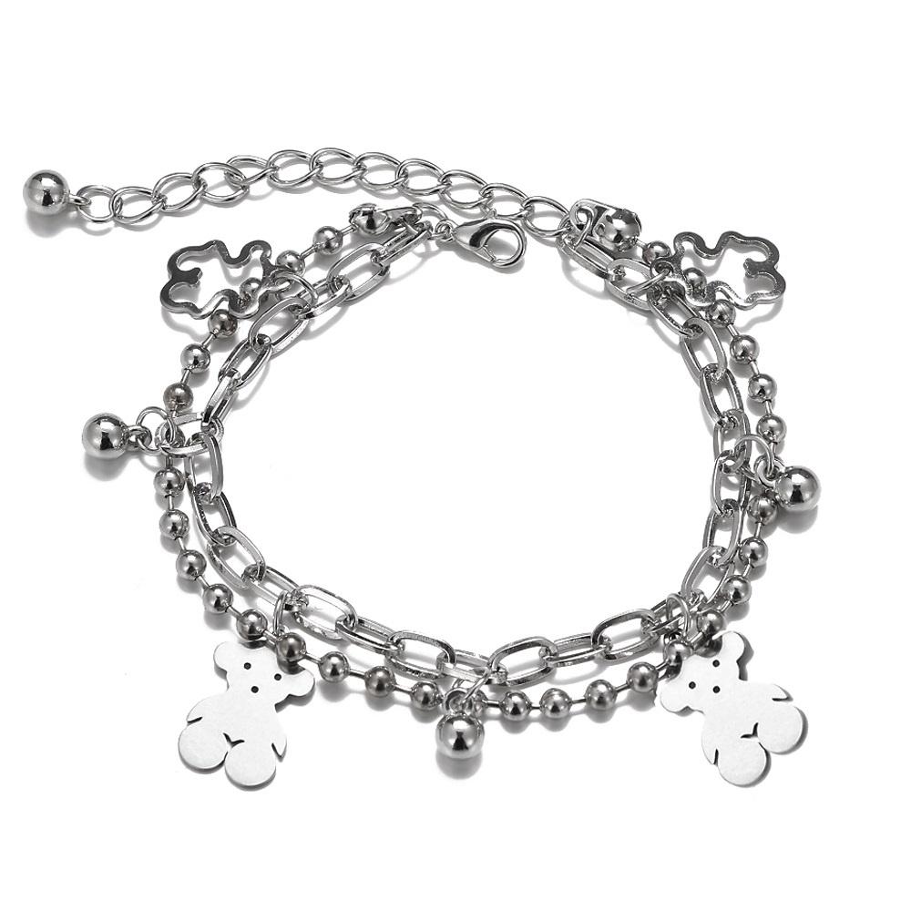 iF ME Женский браслет в стиле панк с серебряным сердечком, модный кулон, многослойные браслеты, ювелирные аксессуары, подарок