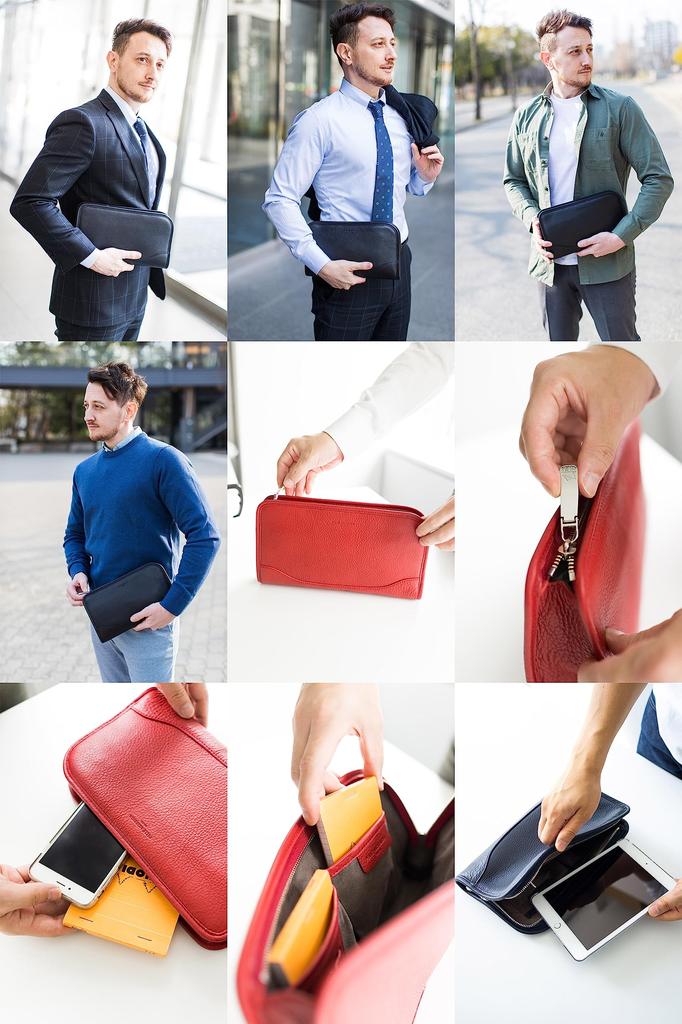 Pelle Morbida Clutch Bag Genuine Leather Maiden Voyage Shrink Leather Black PMO-MB035 Men's MB035-BK