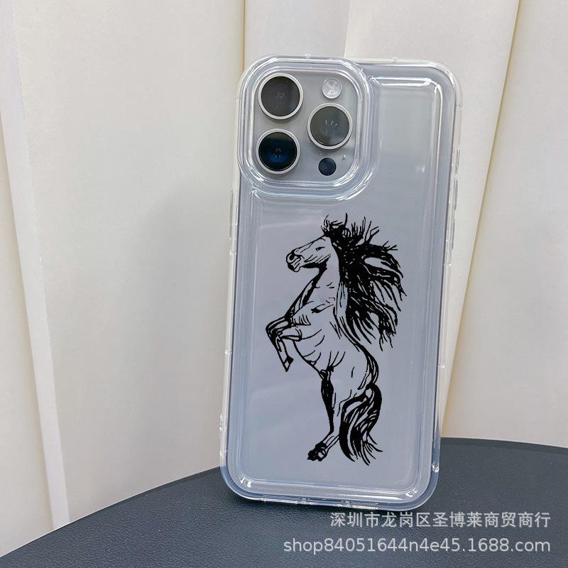 Черный конь для чехла на телефон Apple 15 iphone12promax прозрачный 14/13/11/XR подушка безопасности 16