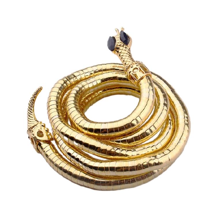 Модное гибкое ожерелье-браслет в виде змеи, многослойное металлическое ожерелье в виде змеи