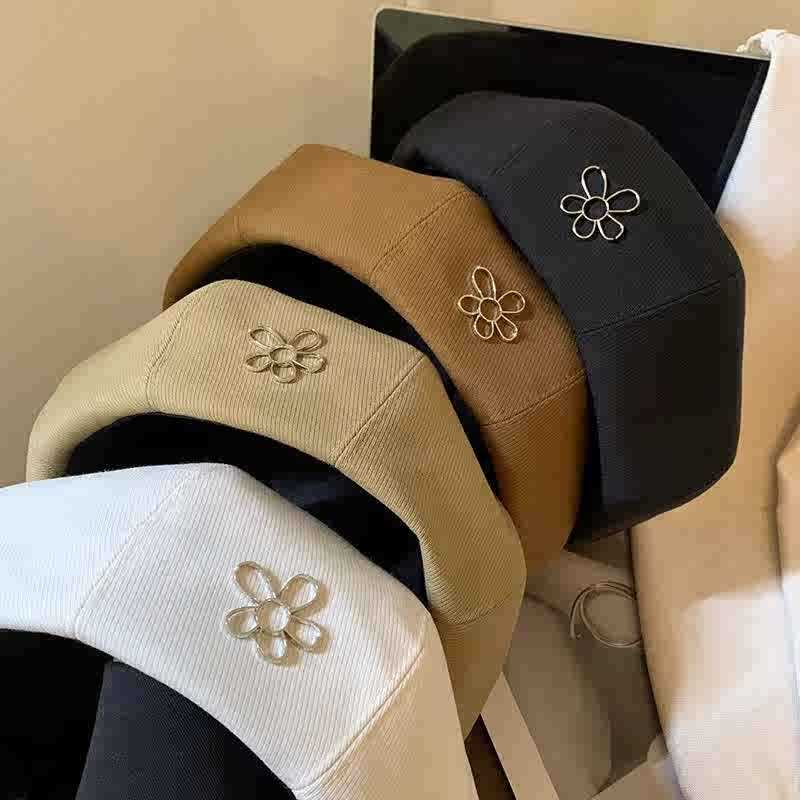 Осенне-зимние шляпы для женщин, корейский стиль, модная шляпа-бутон цветка, большой обхват головы, подчеркивающая лицо, маленькая, ретро, литературная, универсальный берет