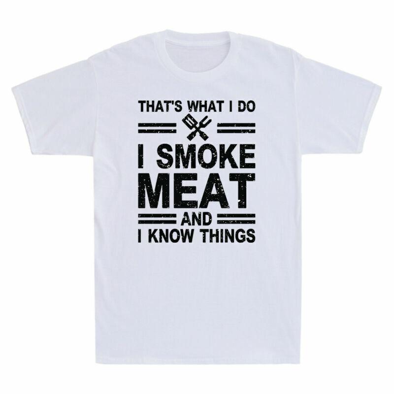 That's What I Do I Smoke Meat And I Know Things Vintage Men's Cotton T-Shirt