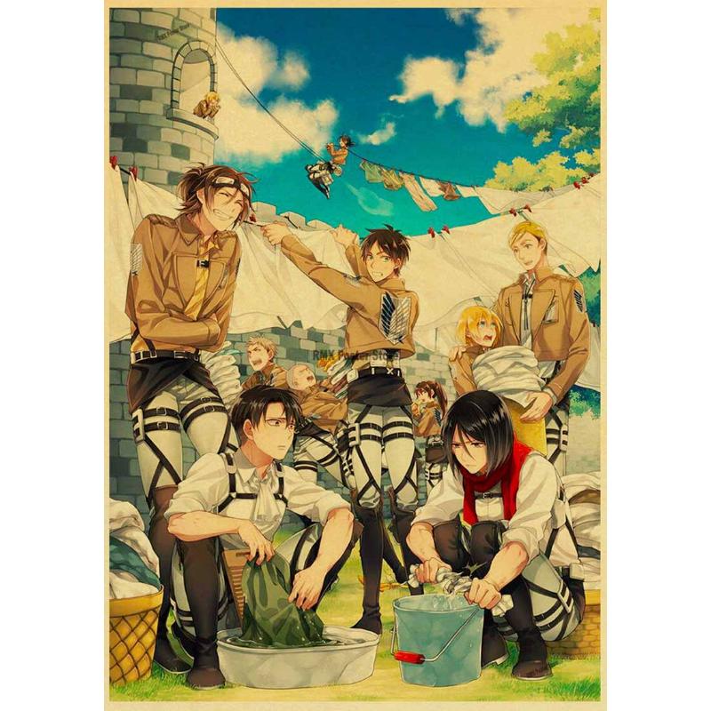 Винтажный классический аниме «Атака Титанов», сезон 4, постер, крафт-бумага, плакаты, настенный художественный декор, домашняя комната, бар, художественная роспись, настенные наклейки