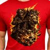 Fiery Skeleton Horse Rider Gothic Biker Flaming Skulls Chains Graphic T-Shirt.