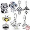 Светящиеся светлячки, милые панды и сверкающие подвесные бусины с крестом, подходят для оригинального модного браслета Diy, стерлинговое серебро 925 пробы, женские ювелирные изделия