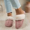 Fashion Fall/Winter Solid Color Deerskin Fleece Large Wool Warm Cotton Slippers Round Toe Deep Mouth Soft Sole Non-slip Flats