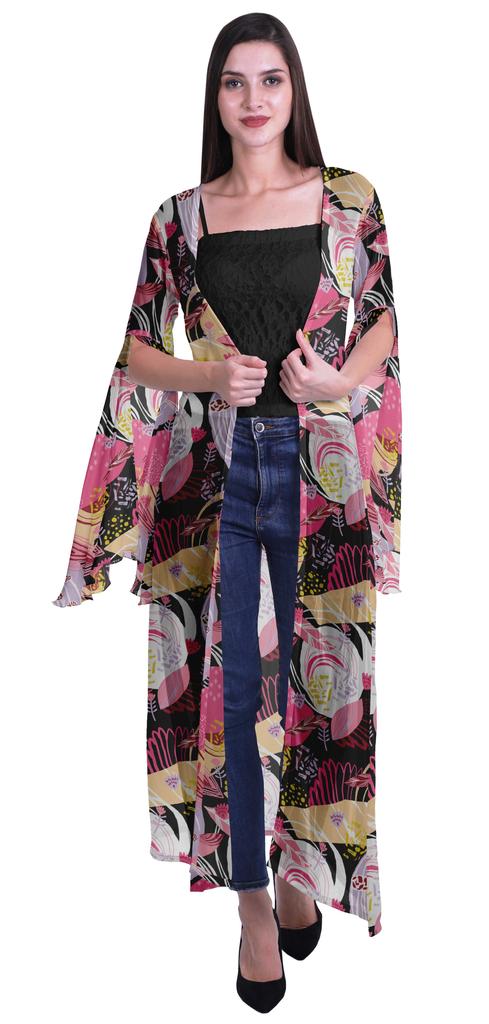Moomaya Пляжная накидка с открытым передом из принтованного жоржета и разрезами на рукавах