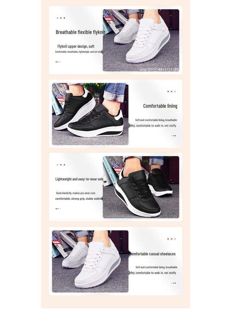 Женские кожаные кроссовки больших размеров 2023: Осенне-зимние повседневные туфли на толстой подошве и платформе-качалке